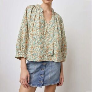 Rails Amal Shirt Cassia Ditsy Floral Blouse Cotton Poplin size Large